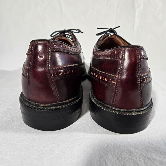 USA Vintage NETTLETON Old Stock Burgundy LEATHER Wingtip Oxford Shoes Size 12 D. - Picture 6 of 17